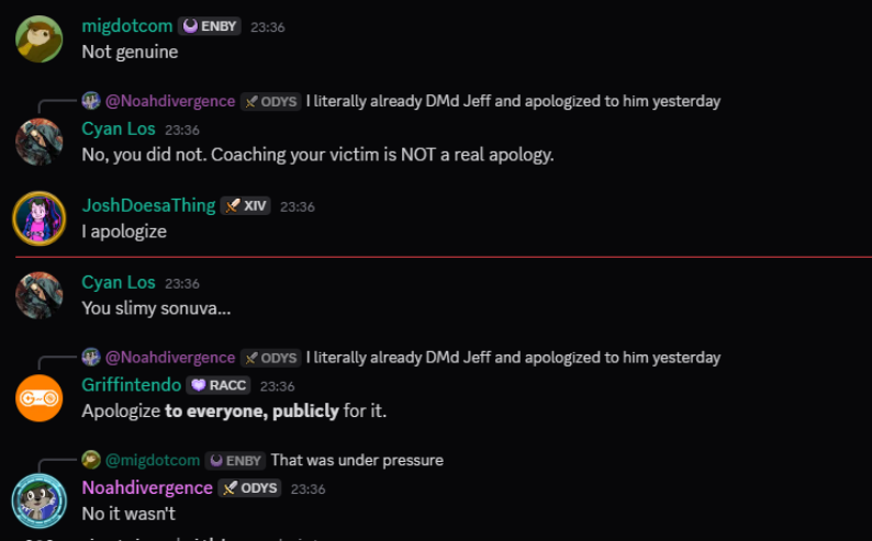 CyanLos's tweet photo. @mcdizzle17 @FutureNighmares Here. He keeps flipping between yes and no. Specifically, he doesn't want people to know the true extent of his wrongdoings and would rather make concessions to make the problem go away. This is also why he lies about apologizing to Jeff, which he never sincerely did. https://t.co/1yWuE6uT48