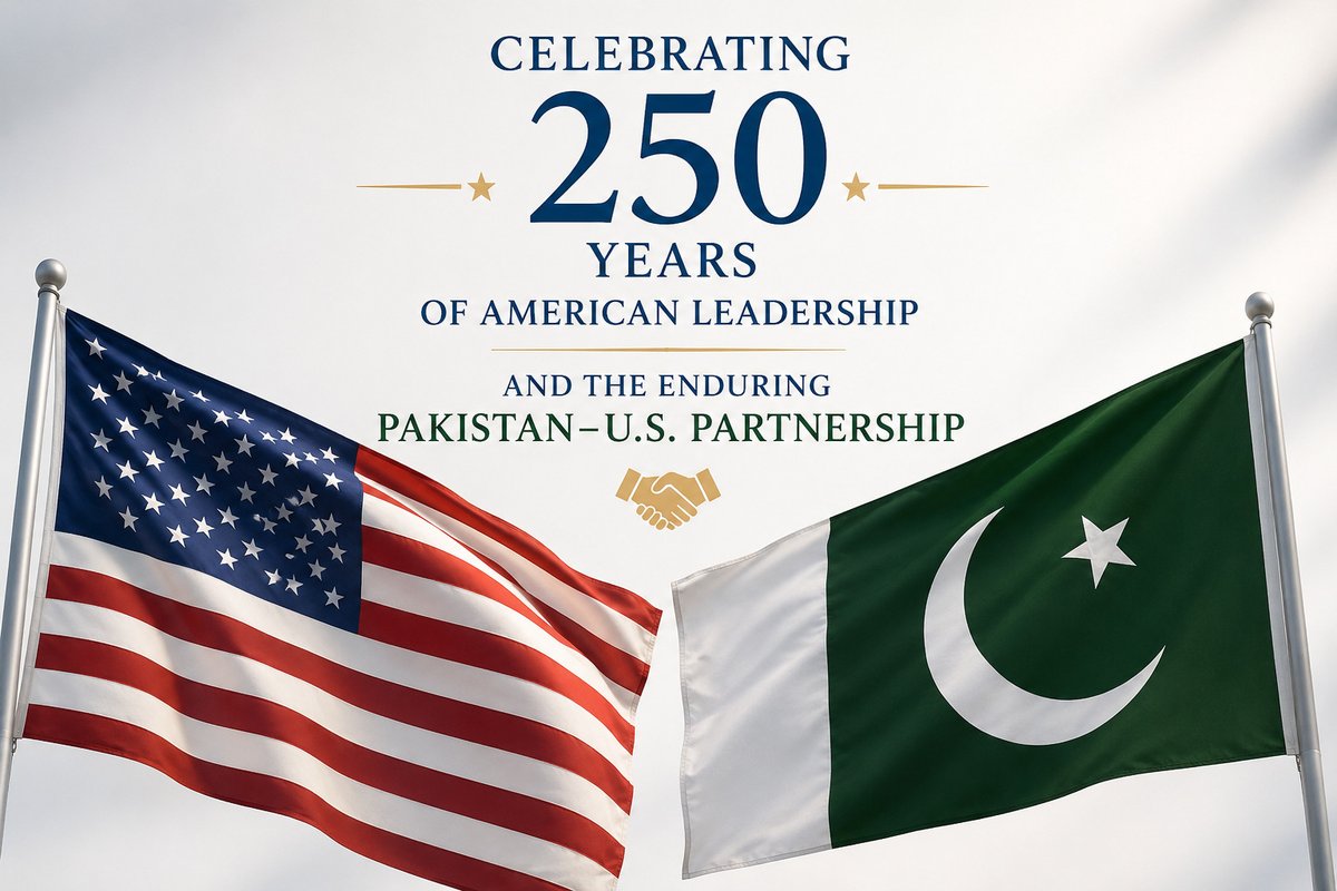 ahmadishtiaq's tweet photo. As Pakistan's second PhD in American Studies, a Fulbright Fellow, and an alumnus of the U.S. Department of State's International Visitor Leadership Program (IVLP), I am honoured to extend my warmest congratulations to the American people on the 250th anniversary of the United States. Over two and a half centuries, the United States has distinguished itself through its enduring commitment to liberty, democracy, innovation, and opportunity. Its exceptional journey has profoundly shaped the modern world. From its decisive contributions to the Allied victories in the First and Second World Wars to its leadership during the Cold War in defending the international order, America has played a defining role in advancing global peace, security, and prosperity.

Pakistan and the United States have likewise built a resilient partnership spanning more than seven decades. Together, our two nations have stood shoulder to shoulder during some of the most consequential strategic challenges of the modern era, from the Cold War to the global fight against terrorism. While the relationship has experienced periods of convergence and divergence, it has consistently demonstrated the resilience to adapt to changing geopolitical realities. Today, shared interests in regional stability, counterterrorism, economic cooperation, and technological advancement continue to provide a strong foundation for an even more forward-looking strategic partnership.

As the Middle East enters a new phase following the Iran conflict, the United States once again has an opportunity to help shape a more stable regional order through diplomacy and responsible leadership. Pakistan welcomes efforts aimed at reducing tensions, encouraging dialogue, and preventing further conflict. As longstanding partners committed to peace and regional stability, Pakistan and the United States can continue working together to promote security, foster mutual understanding, and contribute to a more peaceful and prosperous world. Congratulations once again to the United States on this historic milestone, with best wishes for continued peace, progress, and success in the years ahead.