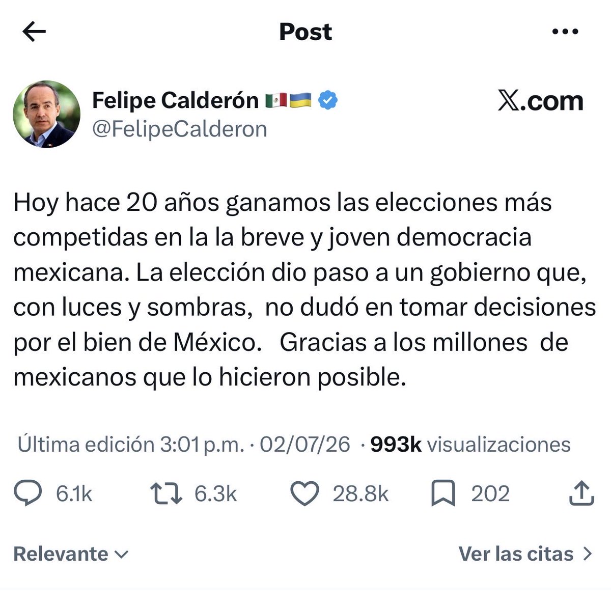 marcoruedac's tweet photo. La democracia se mide por los resultados y la paz social, no por recordar triunfos cuestionables. @FelipeCalderon tu estrategia de seguridad sumergió a México en la violencia, entregando la seguridad pública a criminales hoy condenados en el extranjero. https://t.co/6Pu3p7sUzH