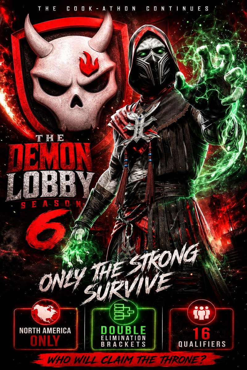 thedemonlobby's tweet photo. SUNDAY NIGHT DEMON LOBBY TOMORROW! 7/5/26

QUALIFIER #2 SIGN UPS ARE NOW LIVE!

• 7 P.M. START TIME (EST)
• DOUBLE ELIMINATION 
• WINNER EARNS #2 FINALE SEED
• BRACKET LINK -
https://t.co/9CMKEvq67P
• DISCORD LINK - https://t.co/boe8un4Mmf

MAKE SURE TO JOIN DISCORD. https://t.co/mxwjsSnRfe