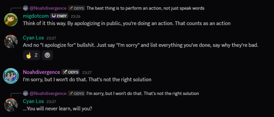 CyanLos's tweet photo. @mcdizzle17 @FutureNighmares Here's another of his refusal, if the previous dodging attempt wasn't enough. https://t.co/S6e0iOKcEg