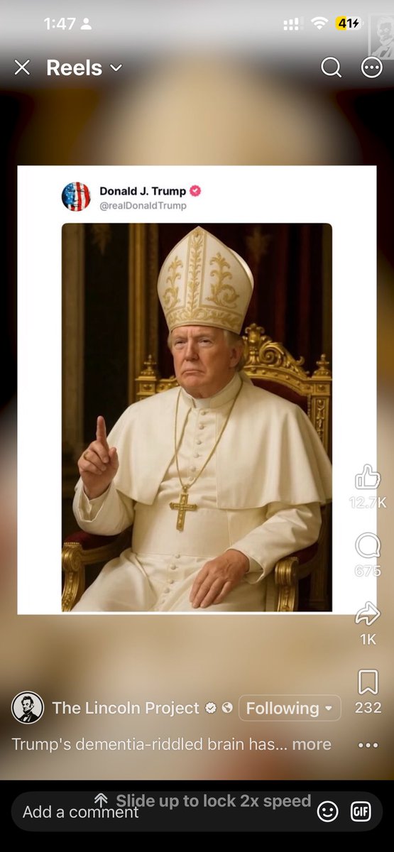 FaithHopeVa's tweet photo. @BishopBurbidge As we celebrate the 250th anniversary of our nation, Trump announced today that he is the holy father that everyone should follow., https://t.co/i7tuHRCXAr