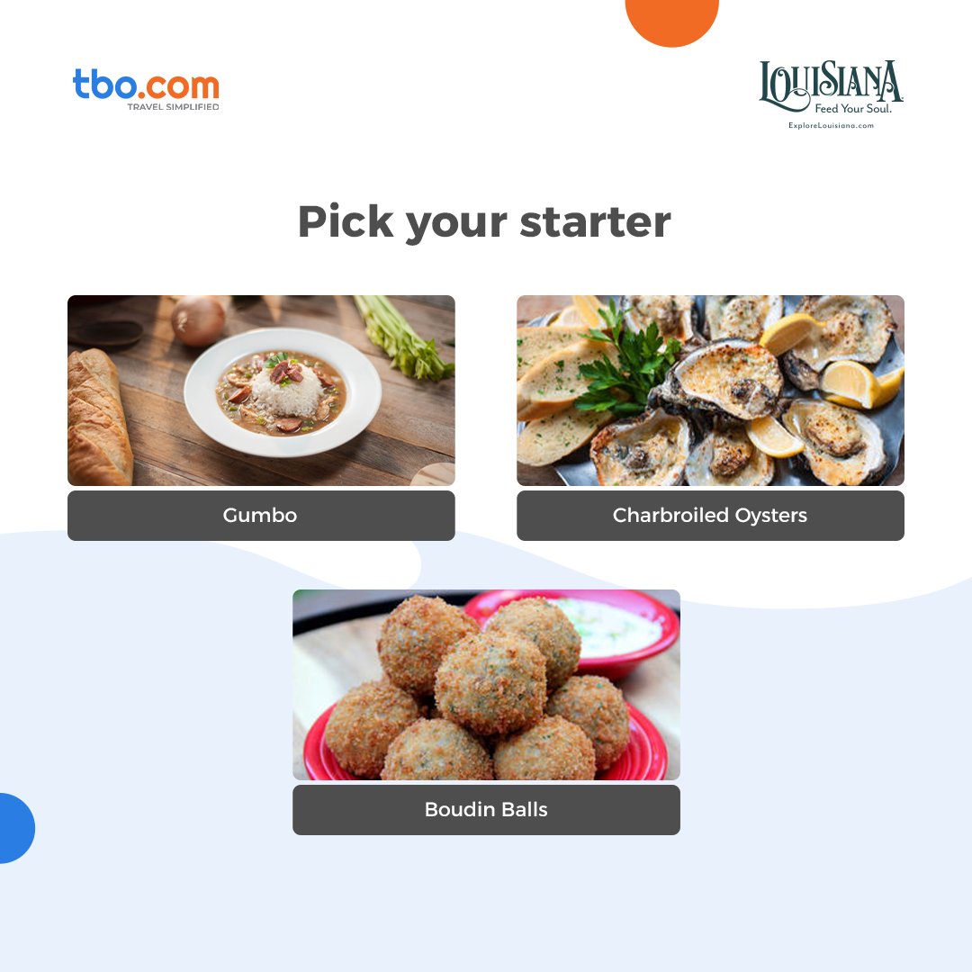 TBO_INDIA's tweet photo. From hearty bowls of gumbo and jambalaya to iconic po' boys, sweet beignets, pralines, and bananas foster, every meal tells a story.

Help your clients build their perfect Louisiana food itinerary.
https://t.co/Kqji6D9vYH

#Louisiana #ExploreLouisiana #TBO #TravelAgents https://t.co/W5gDBdIyKL