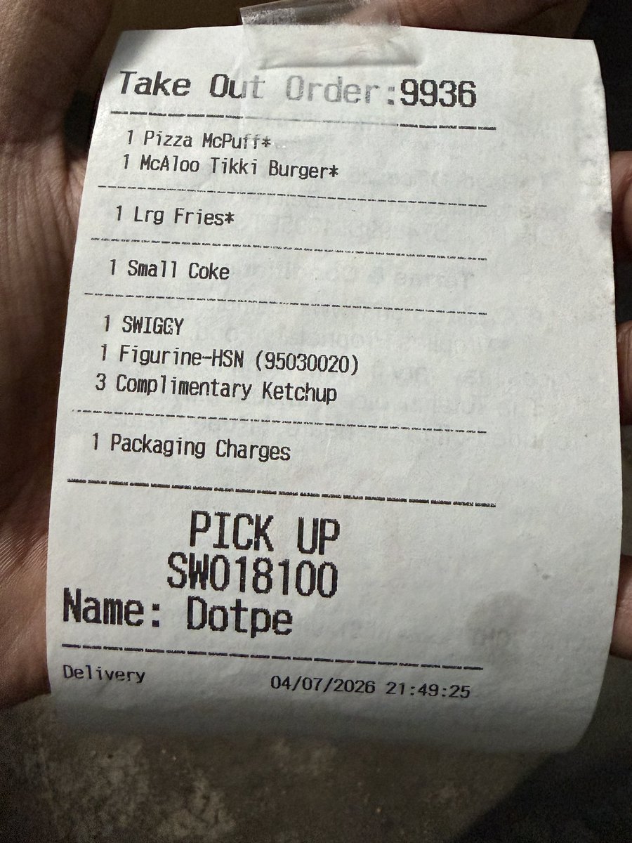 RajTushar7's tweet photo. Hello @Swiggy Ordered McDonalds Super Fan McAloo Tikki Meal but haven’t got the Mystery Icon Toy.
Please do look into this issue I want that Mystery Icon Toy.
@SwiggyCares https://t.co/QdoOlcv6if