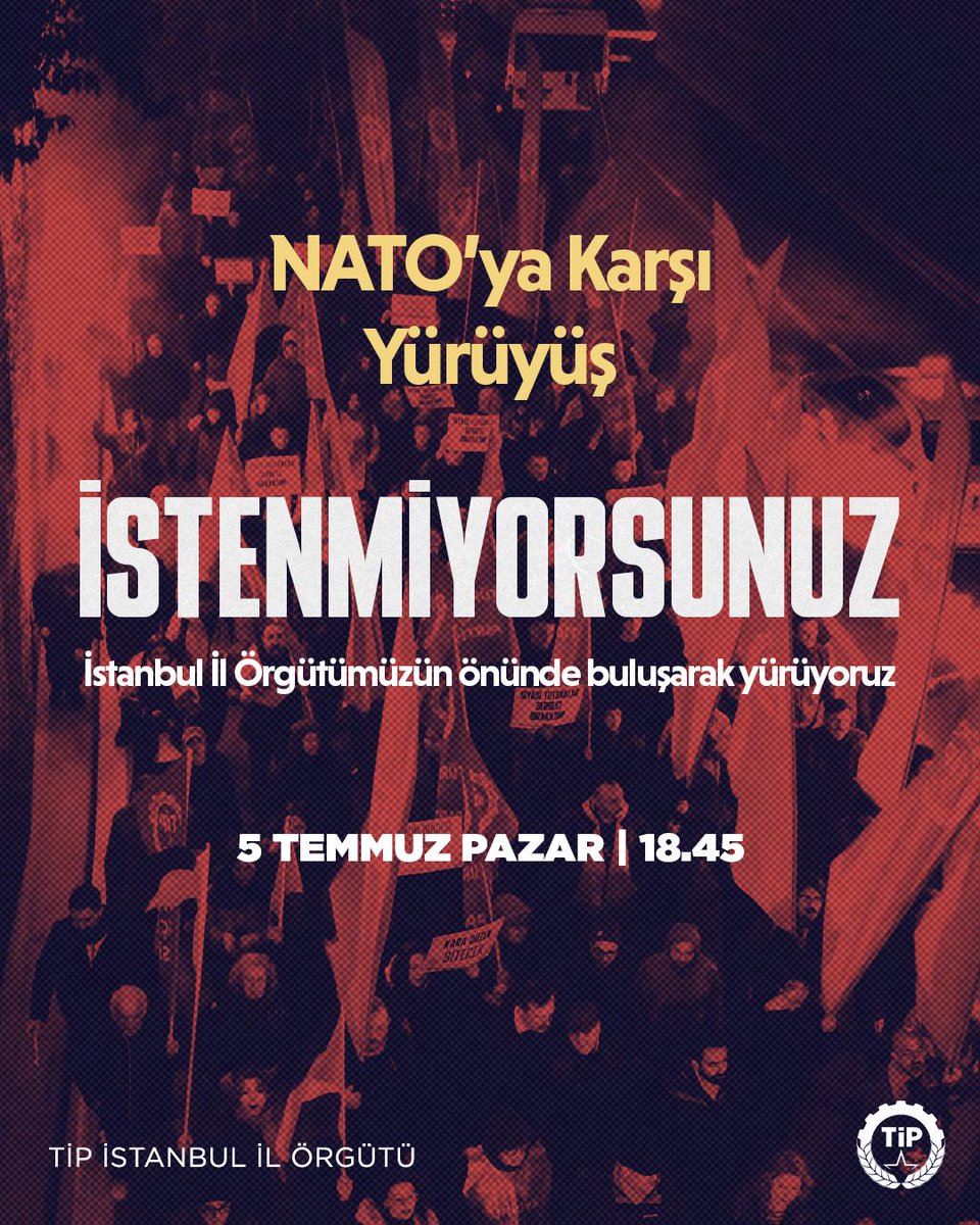 TipIstanbul's tweet photo. 7-8 Temmuz’da Ankara'ya gelecek uluslararası kontrgerilla örgütü NATO’ya karşı bir araya geliyoruz.

Türkiye’nin Amerikan emperyalizmine ve siyonist İsrail devletinin barbarlığına alet edilmesine seyirci kalmayacağız. Halkın cebinden milyarlar harcayarak önlerine kırmızı halılar serdiğiniz efendilerinize buradan sesleniyoruz:

Bu ülke sizin savaş üssünüz değil. Ülkemizden defolun!
