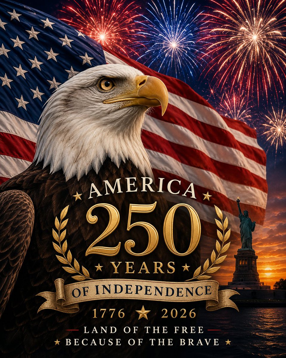 ericharley's tweet photo. On America's 250th Birthday, WE THE PEOPLE continue to receive the gift of independence and owe all of it to the countless brave souls who have fought and died to obtain and preserve it. Happy Independence Day and God Bless America!!! https://t.co/8w7BpCWsQd