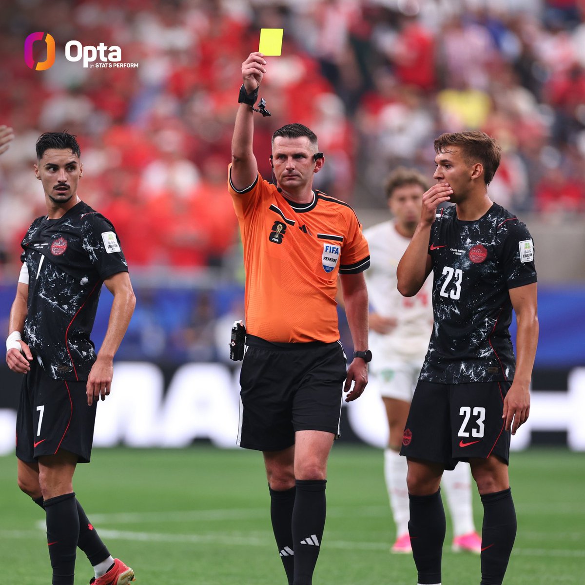 OptaJack's tweet photo. -1 - The first half of Canada vs. Morocco featured fewer shots (5) than yellow cards (6), the first time that's happened in the first half of a FIFA World Cup match on record (since 1966).

Chippy. https://t.co/lQ0ZNZTlK9