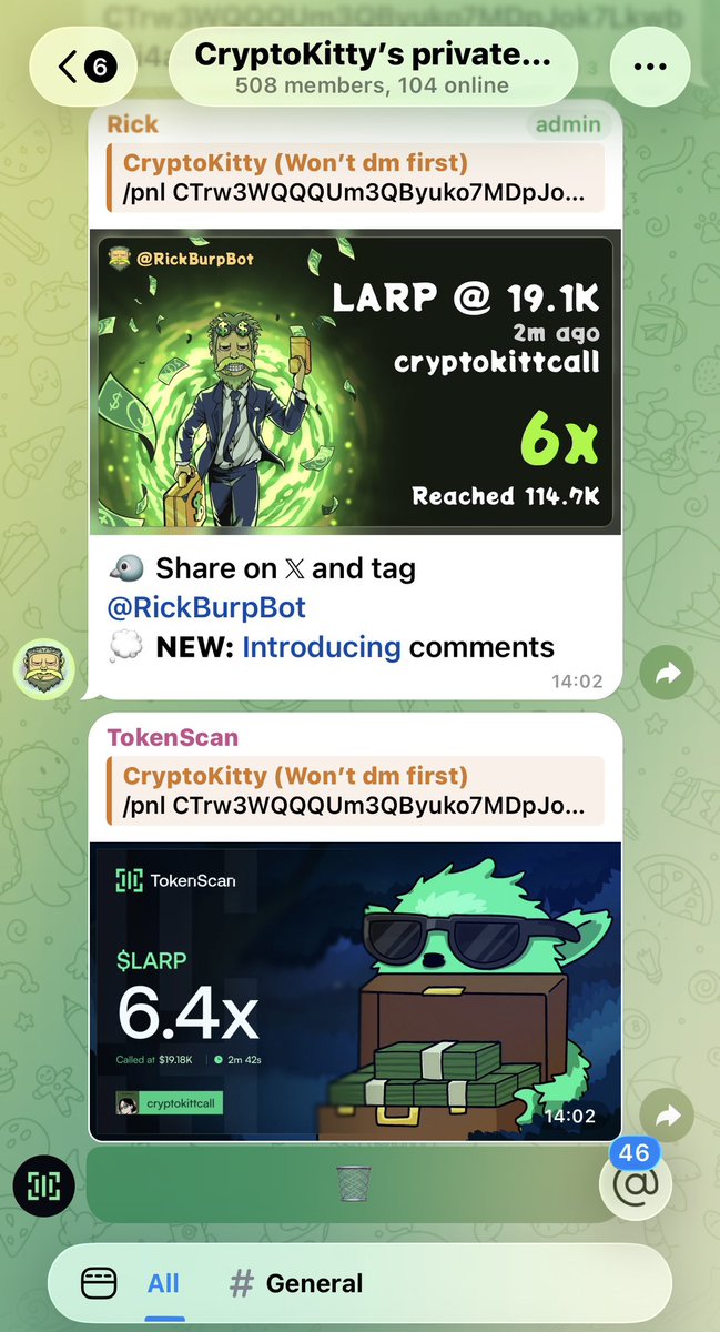 CryptoKittoll's tweet photo. 6x up from my call on $LARP

CTrw3WQQQUm3QByuko7MDpJok7Lkwbs2i4aGtaMepump https://t.co/yL3nUPiwTM