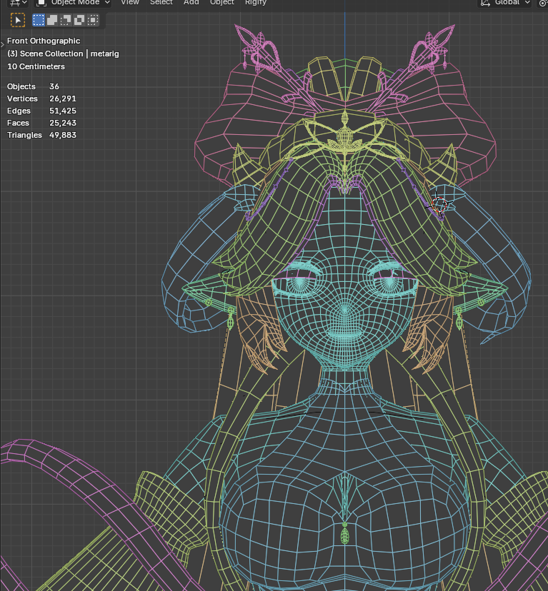 concelated's tweet photo. I always wonder how many polygons the models of other people have, this one is almost exactly at 50k triangles with all included so I wonder if I should optimize it more or less. https://t.co/1cCgeS3Rho