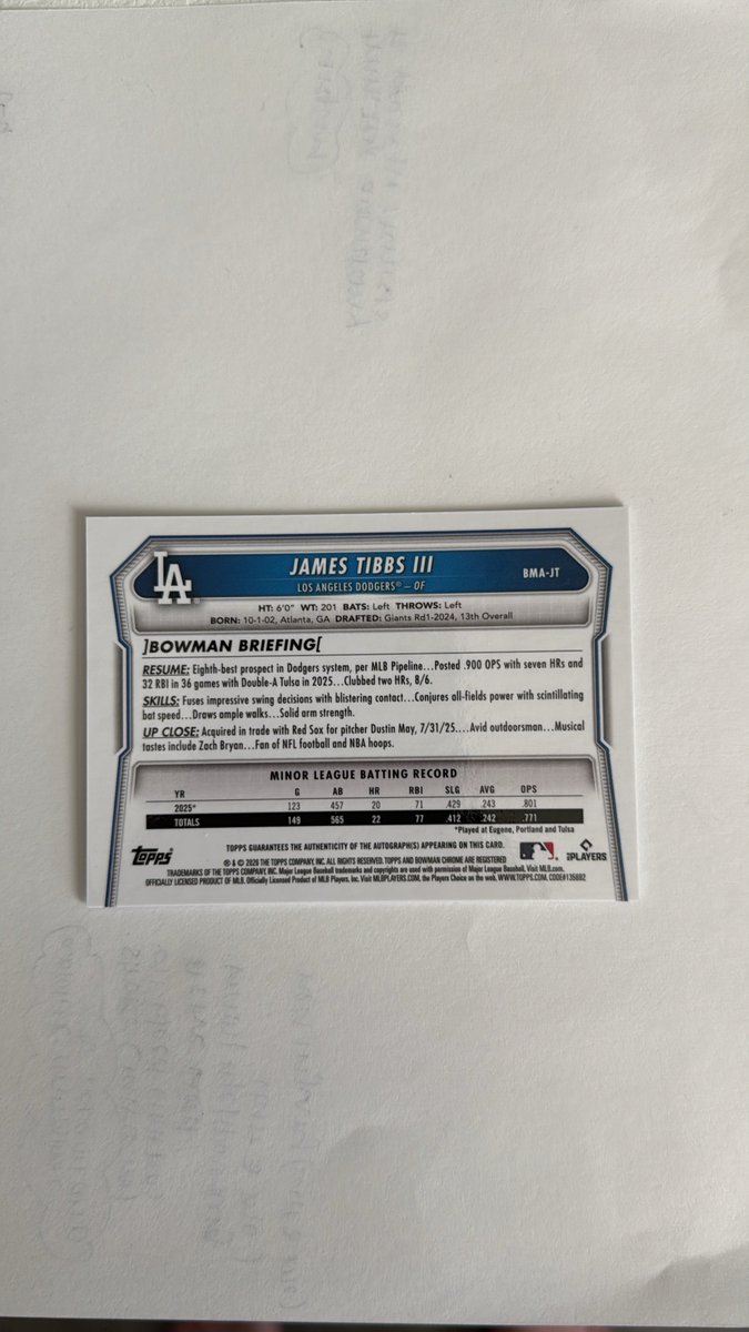 GotaCollectMAll's tweet photo. Just pulled this number match out of a Bowman Mega, this thing worth anything? https://t.co/8V87EPTubO