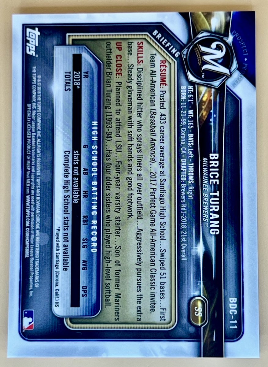 BofaCards's tweet photo. Stack Sale til Sunday - see previous posts - a lot more cards #StackSale 
$5.50 BMWT - exact shipping for Priority
2018 Bowman Chrome Brice Turang Gold Refractor 1st RC /50 -$150
@HobbyRetweet_ @84baseballcards @CodiDaReposter https://t.co/M1Woa4p014