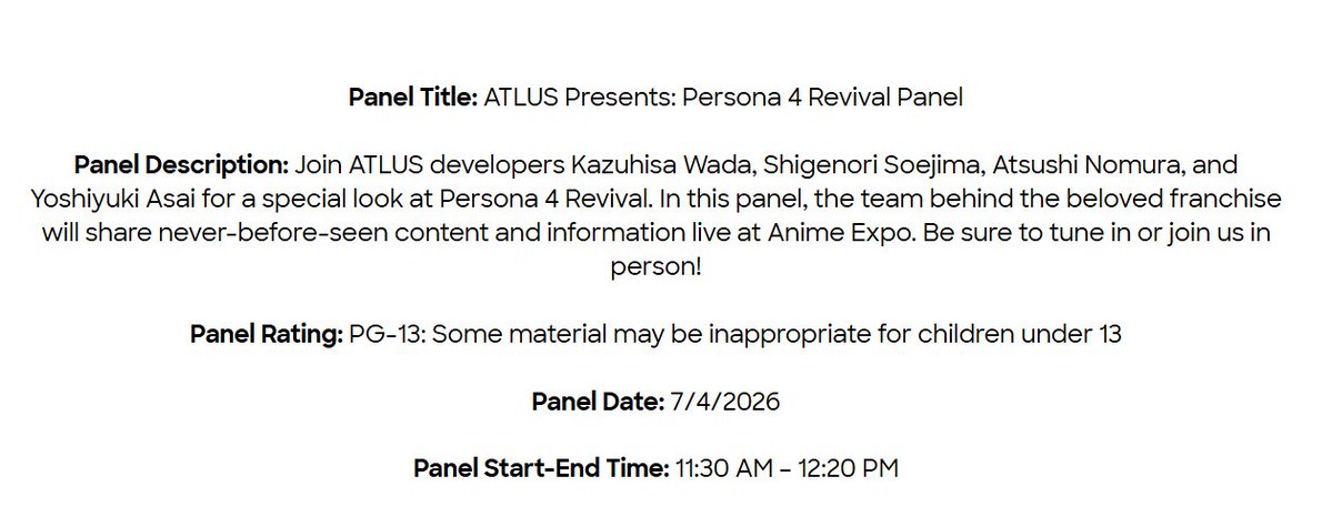 ScrambledFaz's tweet photo. Persona 4 Revival - Anime Expo panel goes live in half an hour

Will contain new content and information

https://t.co/zeIrDUjnxx https://t.co/JOJjuk2oQJ