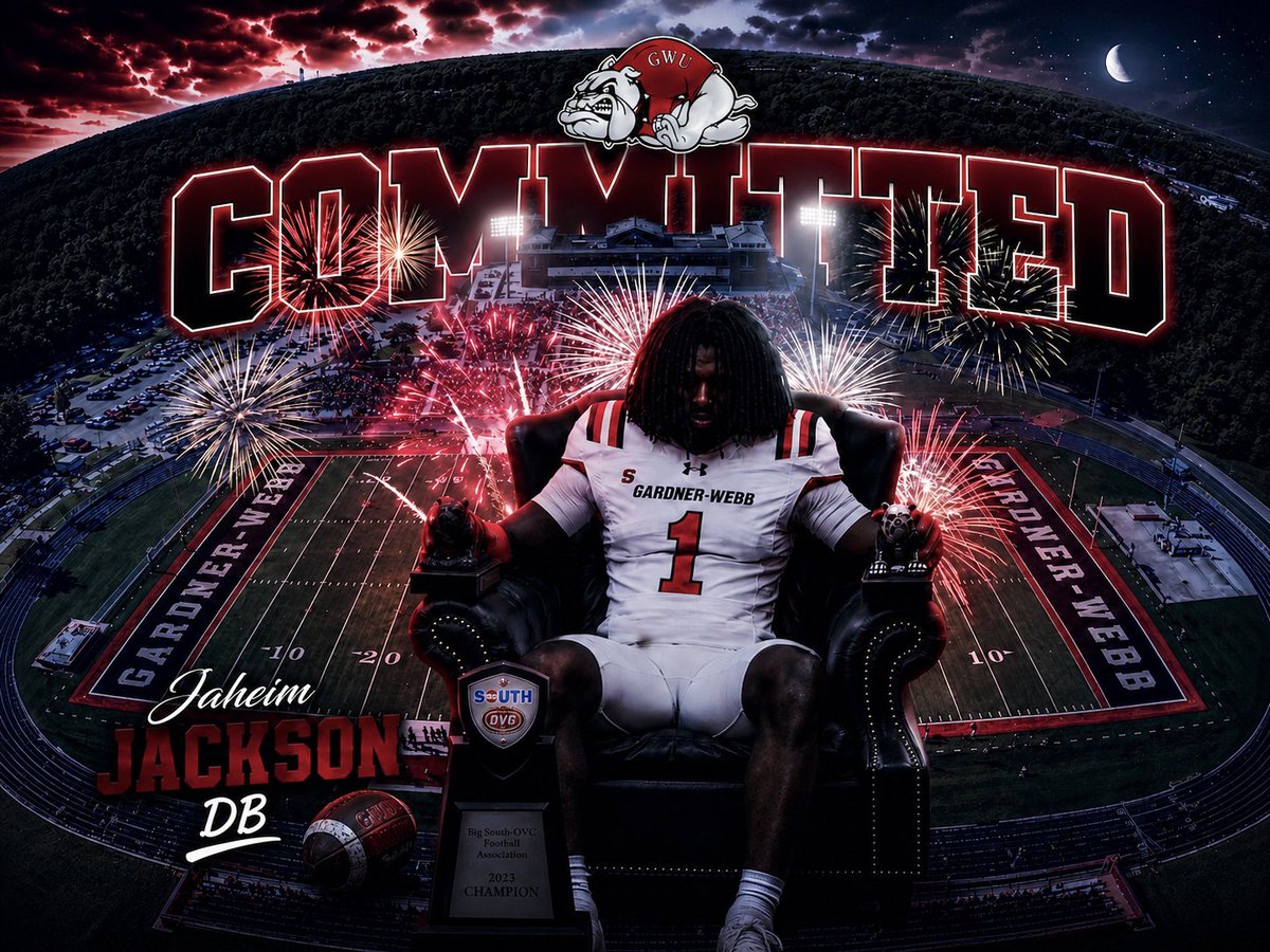 1jaheimjackson's tweet photo. Committing to Gardner Webb University!!! ⚪️🔴🐾#Godawgs
@CoachAndrePope @Coachadkinsd @OlaFBRecruits @TOTAL_ATHLETE @BALLERSCHOICE1 @GWUFootball @CoachK__Mac @GoldenGraphix https://t.co/VfLHLASH58