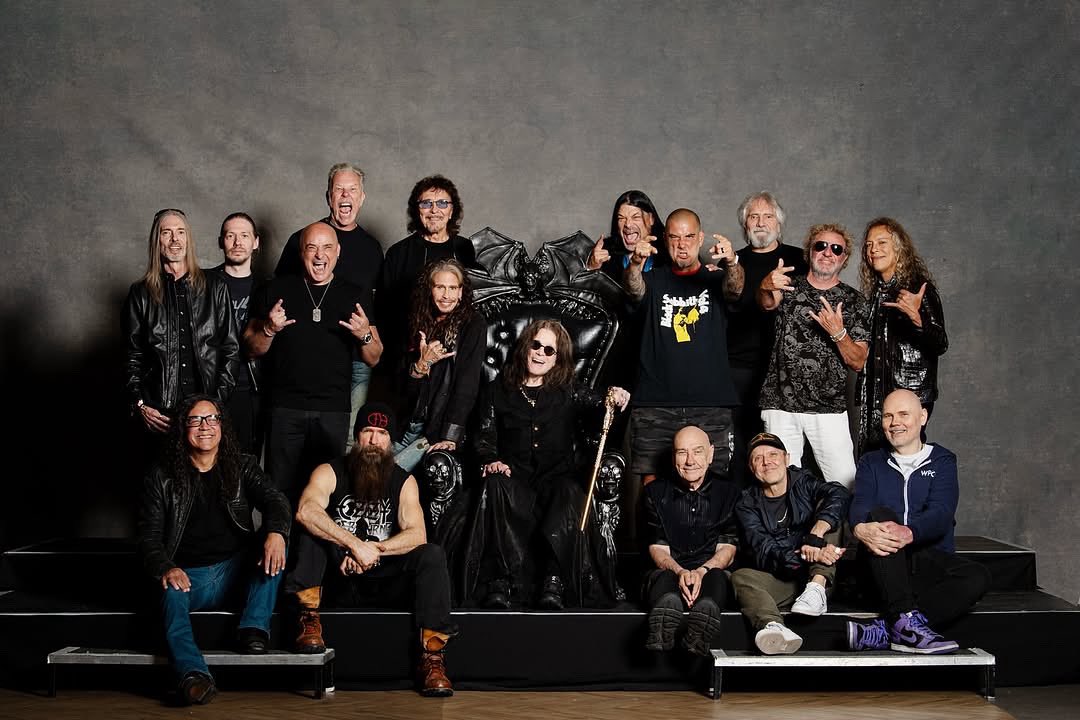 Pantera's tweet photo. One year ago today, we had the amazing honor of participating in #backtothebeginning 🤘🏻 We were so honored to play what ended up being @OzzyOsbourne ’s last performance. We love &amp; miss you, Ozzy. 

📷: @RossHalfin https://t.co/dqdbHnsFZM