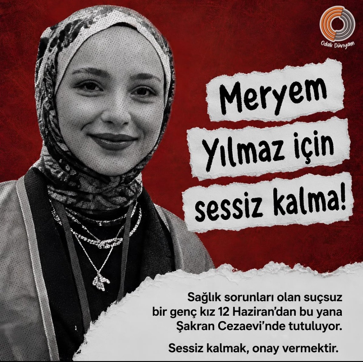 Yildiz_tozu25's tweet photo. HastaTutuklu ÖğrenciMeryem
Sessiz kalmak onay vermektir https://t.co/EcyOhYDogl