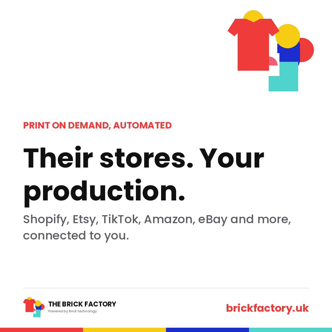 brickweb's tweet photo. Their stores, your production
Your customers connect Shopify, Etsy, TikTok, Amazon, eBay and WooCommerce straight to your production. Under your brand, at your prices. Not a marketplace. https://t.co/HA1Ed9Nvtk
#PrintOnDemand #Ecommerce #MerchProduction https://t.co/ikbBr2JQtJ