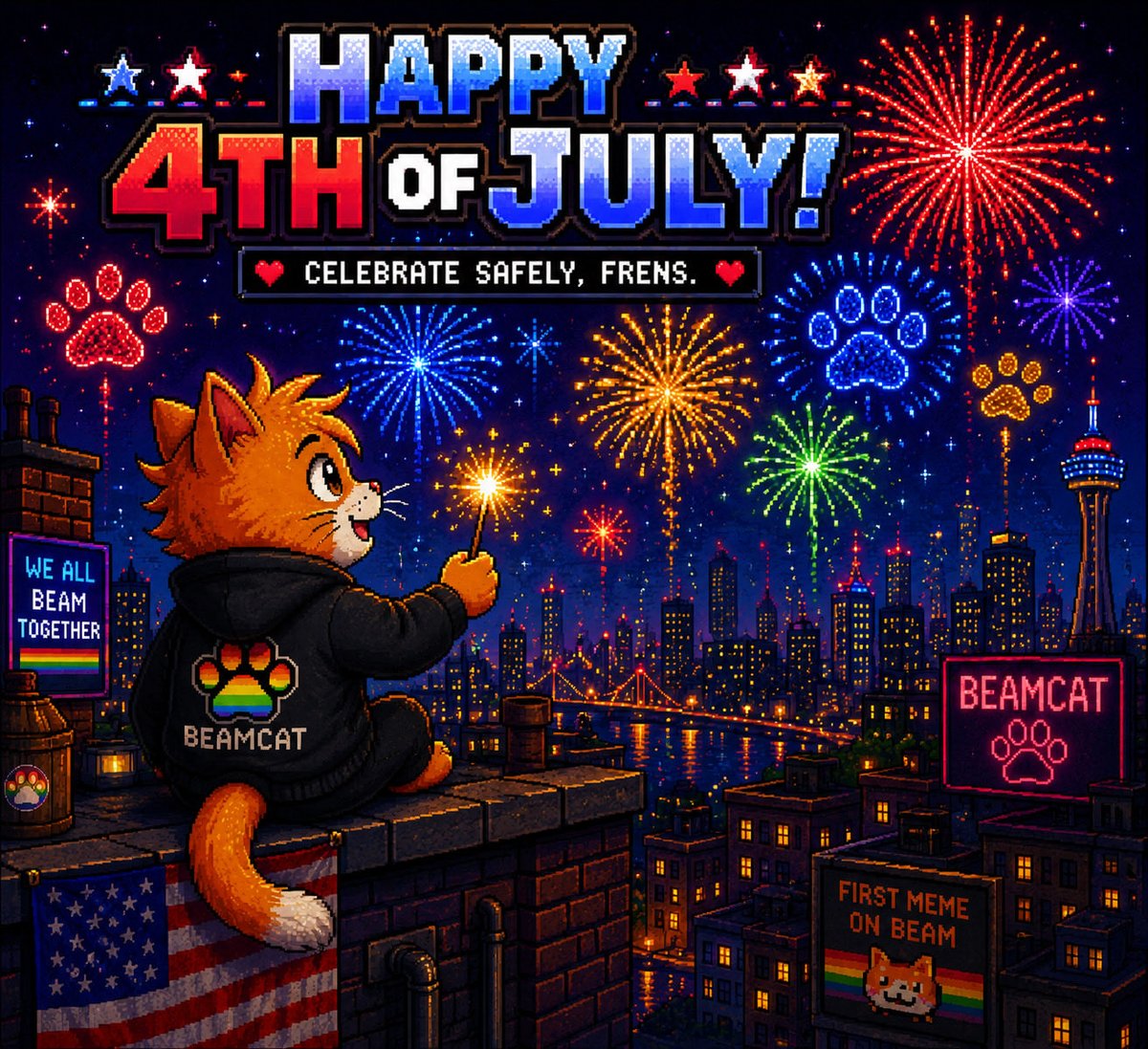ONBEAMCAT's tweet photo. Happy 4th of July, frens! 🎆

Have a safe &amp; Beamish celebration. 🌈 https://t.co/ASMAGTHLcA