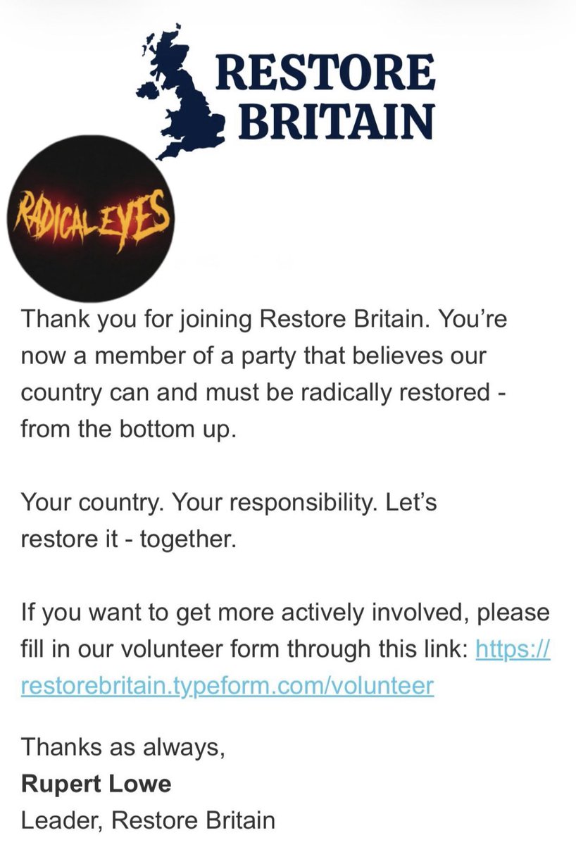 RadicalEyesUK2's tweet photo. New account and a lot of different followers compared to my previous account. Which is great!

But where is the Restore Britain army at 💪🏻 ?!

There’s only 1 British political party than can save the United Kingdom and reverse the damage and its @RestoreBritain 

We wont stop until @RupertLowe10 is in 10 Downing Street.

#RestoreBritain