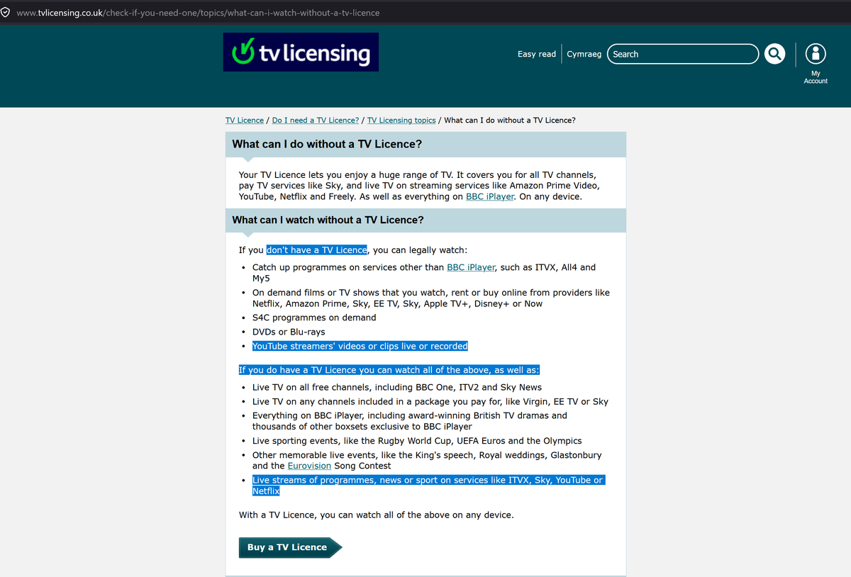 AValkyriesKiss's tweet photo. @iyammarrok @PippyM_ They can make you pay TV licences if they can prove you watch live broadcasts on MANY services. Here's some help since you seem to forget. They already try to get people with live fights on Netflix and you think they wont when they are at the top of YT?! get out lol https://t.co/uZq6yqq5Eh