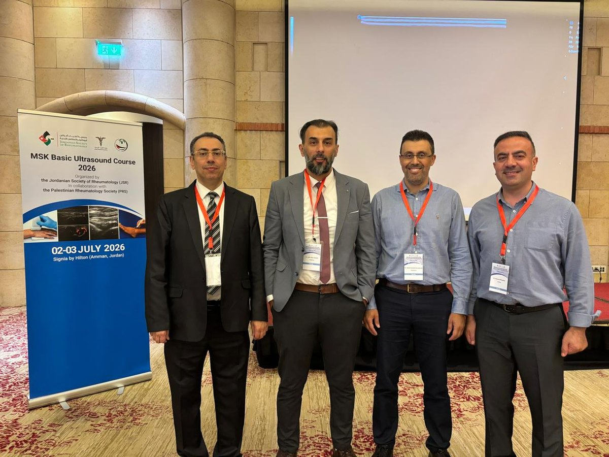 JSRheumatology's tweet photo. نجاح الدورة الأولى لأساسيات السونار MSK 2026 بتعاون جمعيتي الروماتيزم الأردنية والفلسطينية بعمّان. 🩺📷 📷 40 مشاركاً | 📷 4 مدربين 📷📷#روماتيزم #فلسطين #MSK #Ultrasound https://t.co/sWXHJOaLU0