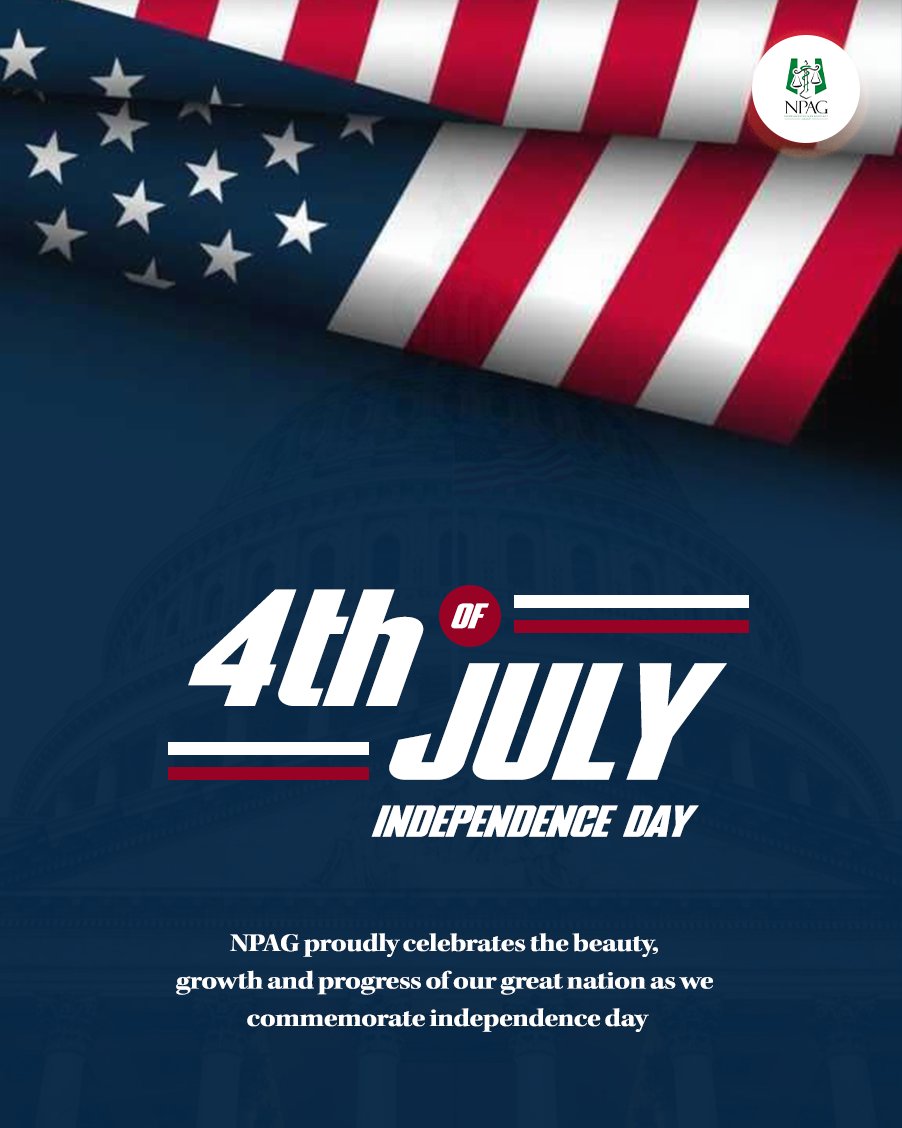 NpagOfficial's tweet photo. Happy Independence Day to the United States of America. NPAG is proud to be rooted in both American democracy and Nigerian resilience. 

Today we celebrate with our American family while staying committed to the work of building a better Nigeria. 🇺🇸🇳🇬💚 https://t.co/9jIPY7czPo