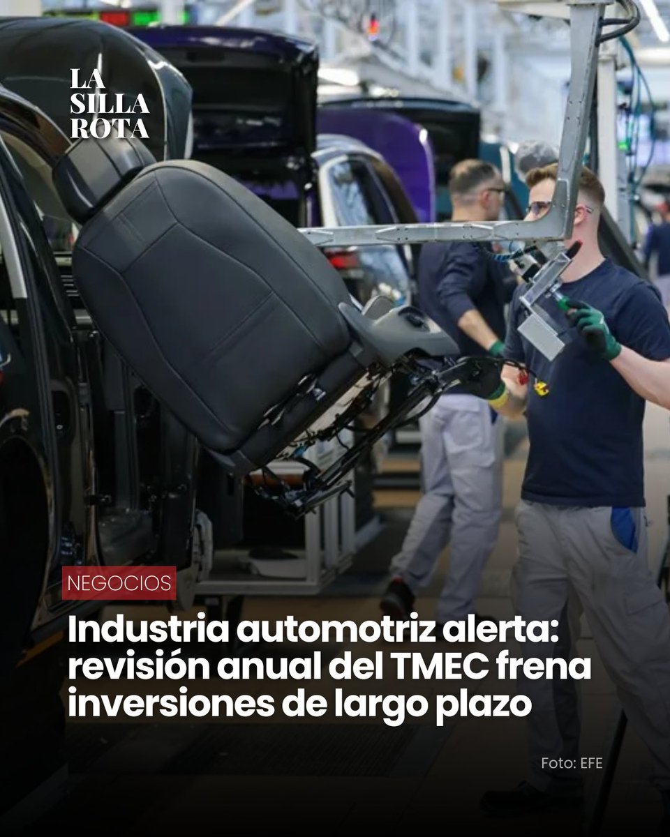 lasillarota's tweet photo. La Asociación Mexicana de Distribuidores de #Automotores (AMDA) aseguró que la decisión de #EU de mantener revisiones anuales al #TMEC genera incertidumbre para la industria, al dificultar la planeación de proyectos de largo plazo como nuevas ensambladoras o la asignación de modelos para plantas en #México, #Canadá y Estados Unidos.

🔗 https://t.co/YRaxuLiMDB