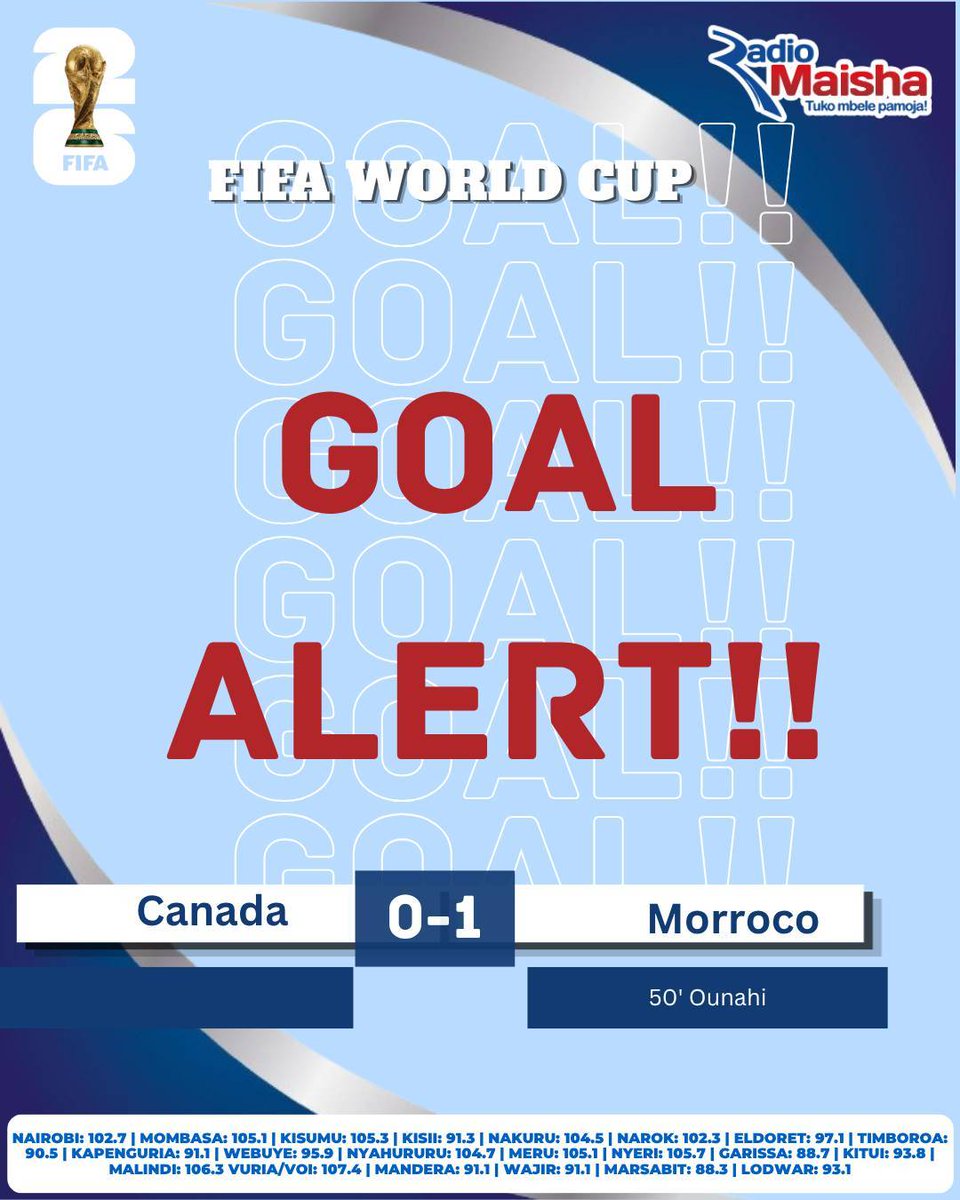 radiomaisha's tweet photo. Goooooooaaaal...Ounaaahiiii anafungia Morocco 🇲🇦 bao saaaafiii!....Aaaah..taaamuu haluaa 🍯 👅 
#FIFAWorldCup 
#FIFAWorldCup2026 
#FIFAWorldCup2026 https://t.co/iRIVOPrCOC