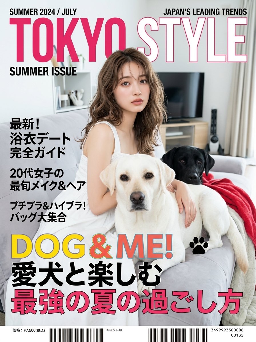 monma_prompt's tweet photo. 我が家の犬（メス）2匹がなんかエモい感じだったので、昔のファッション雑誌風なプロンプトで生成してみた https://t.co/2Qk5pamYbT