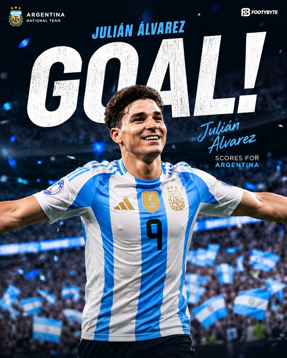 Footybyte240291's tweet photo. 🇦🇷 Julián Álvarez delivers again when Argentina need him most.
A clinical finish. A massive moment. Big players shine on the biggest stage. ⭐⚽
Do you think Argentina will reach the World Cup final? 👇
#Argentina #JulianAlvarez #WorldCup2026 #Football #Footybyte https://t.co/7pHtgi9ng9