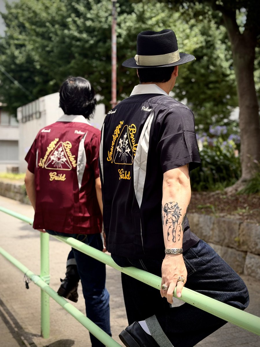 Summer Shirt】 ・Bowling Shirt “GRAVEDIGGER” Color:BLACK,WINE
