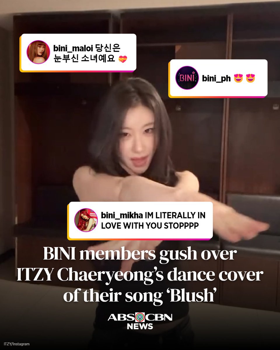 ABSCBNNews's tweet photo. ITZY MADE BINI 'BLUSH'🌸

BINI members Mikha and Maloi got kilig after ITZY's Chaeryeong danced to their song "Blush" while the K-pop group was in the Philippines for their "Tunnel Vision" concert in Manila.

Read more: https://t.co/Xz7iRMo3zK https://t.co/1SdyseVdeH