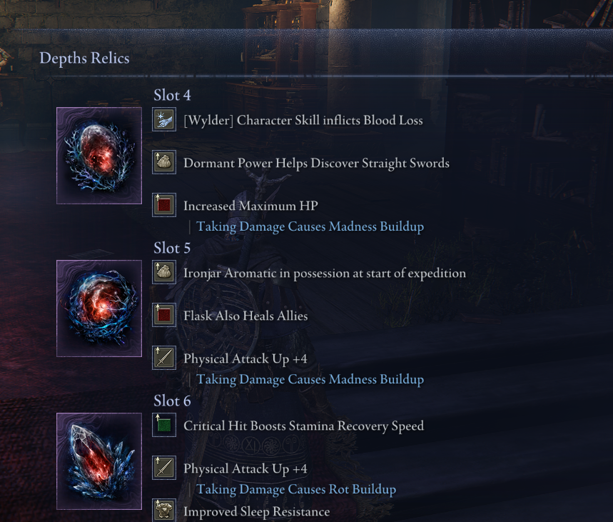 imkrller's tweet photo. @filthyclaws @SpawnYaardReply my highest depth and default relic build (non boss specific) https://t.co/cCwjUpErTr