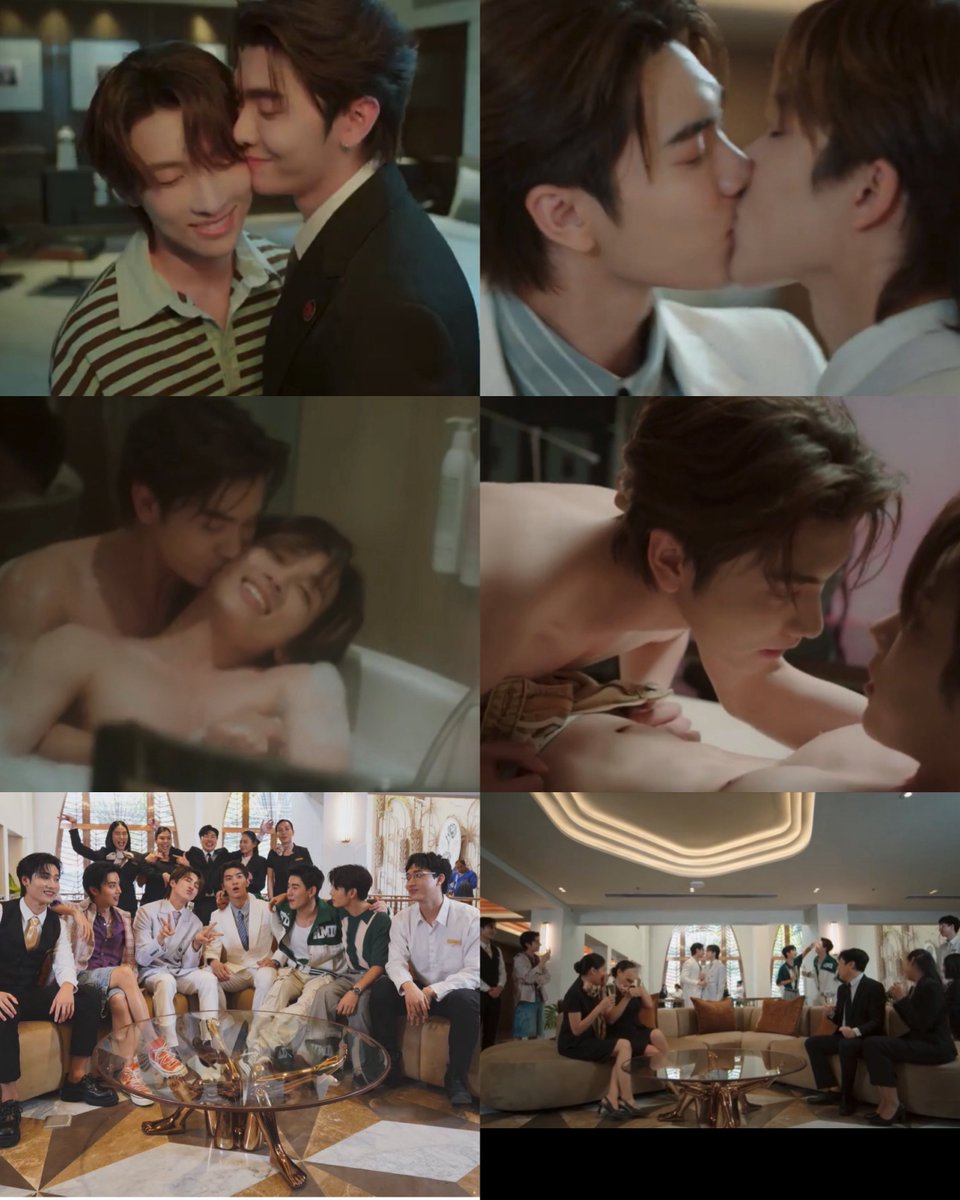 phibabiekana's tweet photo. I think it’ll be especially difficult to say goodbye to fumoo and crazylove moomoo. I didnt expect this series to be so wholesome. It has everything you need for feel good weekend entertainment, an easy to follow storyline, sweet romance, just the right touch of spice that doesnt take away from the plot, and strong familial bonds, whether between family members or within the tight knit golden peony hotel community. Every episode leaves my heart feeling full and warm. 

They lace together societal issues, sexual innuendos, character growth, romance, very light angst and humor seamlessly in one series, without one element overpowering the others. Everything feels like it’s well mixed together in a pot, full of flavor with the perfect balance. 

Hia fu is such a uniquely green flag character and moo is far from a one dimensional cute character. Fumoo’s relationship is incredibly healthy, sweet, and also veryyyy spicy. The brothers, their family and friends, the hotel staff, and all the side characters help carry the story and bring smth fun to every episode. Theres always smth to look forward to each week. 

Its quite a shame that this series hasnt gained as much international exposure, partly due to the fact its hardly accessible and you would need a vpn to watch it legally, and partly bc ppl tend to overlook comedy in bl and prefer certain tropes and genres, often dismissing comedy as cringe.  But i do hope more ppl give clmm a chance bc it is genuinely a great comedy. bossnoeuls acting feels soooo natural, esp boss having to carry the comedic side of hia fu. 

In the interview the rest of the cast even praised him for this, since we’ve mostly seen his cool composed characters in other series he’s played in. In clmm, he transforms completely into a lovestruck, totally smitten, chaotic, deeply affectionate and expressive hia fu. And let’s not forget how bossnoeul said it’s like playing as themselves since their characters are so similar to them irl. Moo is admirable, liked by many, cute but witty, cheeky and spicy, and knows how to keep his hia in check. I really love how their characters are portrayed. 

I personally dont find clmm cringe, it’s hilarious. it’s very much thai style comedy, filled with spoonerisms, wordplays and pop culture references. Thats prolly why it gets a pretty high viewership locally. 

Sometimes the humor is subtle, like when fu pulled out a whole box of rings, like 6 of them, in front of moo to propose😆 there’s also a whole lot innuendos, for a relatively mild series with only 1-2 NC scenes. Bossnoeul themselves are especially good at capturing the balance of longing, tension and desire between their characters while still delivering toe curling, heart fluttering sweetness. It never feels like just lust with them, theres just soooo much love between fumoo. I think they always ace that aspect, thats why their kisses and nc scenes never feel forced. 

Even tho theyre gonna focus on the brothers next, i do hope clmm and fumoo’s story doesnt end here bc theres so much more to be told, like fumoo’s wedding plans, moo’s graduation, the chaos navigating their lives as newlymarried husbands, running the hotel together. 

Clmm truly deserves so much more love and recognition. And i hope this series will take bossnoeul and the entire cast to even greater heights in their careers. 

Thank you to the whole cast, directors, screenwriters and the production team for making our saturdays filled with laughter. You did a brilliant job with clmm. It’s a series that has a special place in my heart. ❤️ 

Crazy Love MooMoo Final EP
#พี่ฟากชอบเธอมู่ตอนจบ
