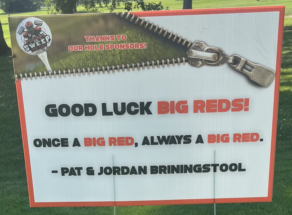 CV_BigRedBacker's tweet photo. Thank you to one of our Legend CV Quarterbacks - Pat Briningstool &amp; his wife Jordan for sponsoring a hole today at our CV Football Golf Outing.  Briningstools are 2 Year hole sponsors. Good luck  this fall as the Offensive Coordinator at @ucobronchofb @Pbriningstool . https://t.co/QbfW1HS9WG