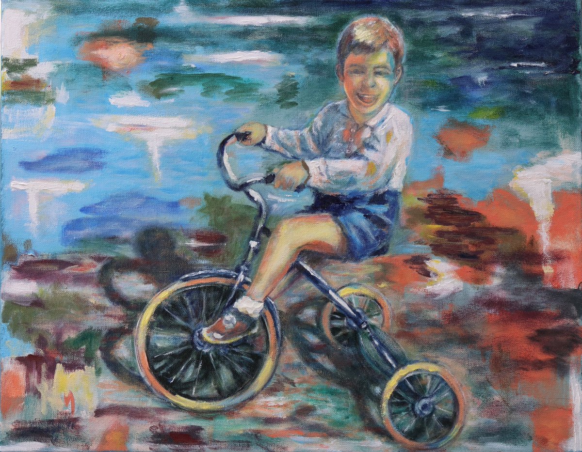 IndigoartAu's tweet photo. Boy on a Bike - original painting #art #painting #expressiveart #realisticpainting #figurativeart #artlifeworks #artpaintmasters #Contemporarypainting #portraitpainting #modernart https://t.co/1VV2LK4xhz