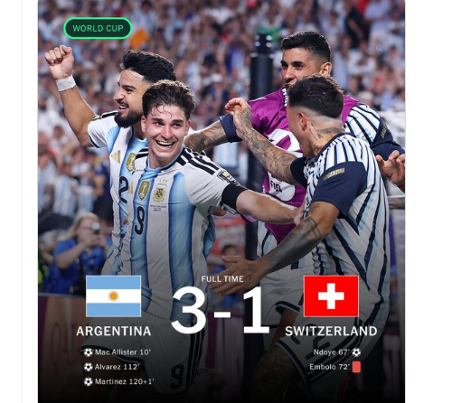 lfcstreamsuk's tweet photo. 🇦🇷Argentina 3-1 Switzerland🇨🇭 https://t.co/va01fOXAQw