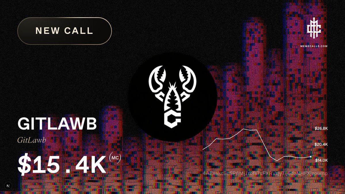 MemeCallsCom's tweet photo. βοΈ NEW CALL β $GITLAWB (GitLawb)
π Caller: @ddparikh13 on X β Rank #269 Β· 5 calls Β· 40% win rate
π https://t.co/5C2bGpGIQz
ποΈ Buy $GITLAWB β https://t.co/MLR83Br2xd
CA: 4AExakc9cSP6MjJYofs7sFXRVsjyTij6dzNHFXjzpump
$GITLAWB #GITLAWB #MEMECALLS #DCDNT https://t.co/of2ZQAmtIc