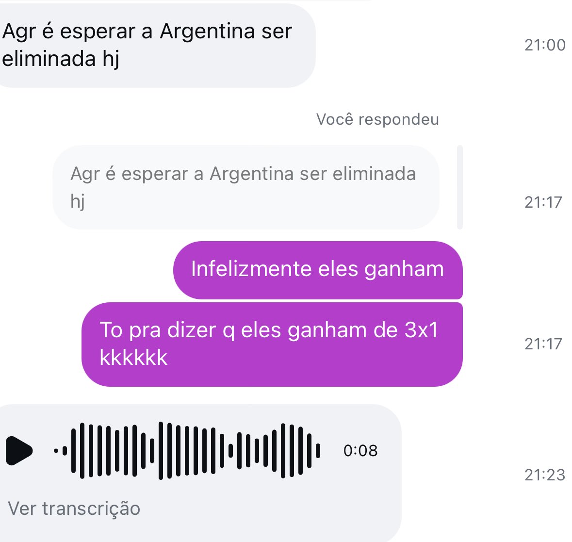 babivitori4's tweet photo. É, gente, acho que o pé frio sou eu…
 #ARGxSUI https://t.co/eZEK3T5QKY