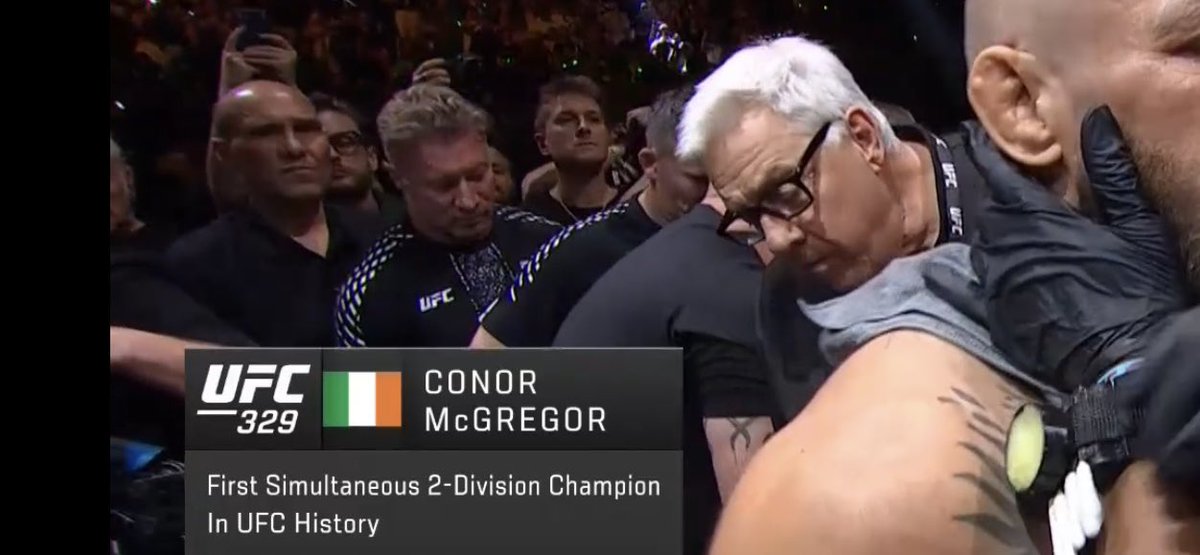 MickStorm420's tweet photo. Look how confident Conor’s team looked pre fight. They knew their man was compromised. #ufc329 #ufc https://t.co/YjuOgoB80O