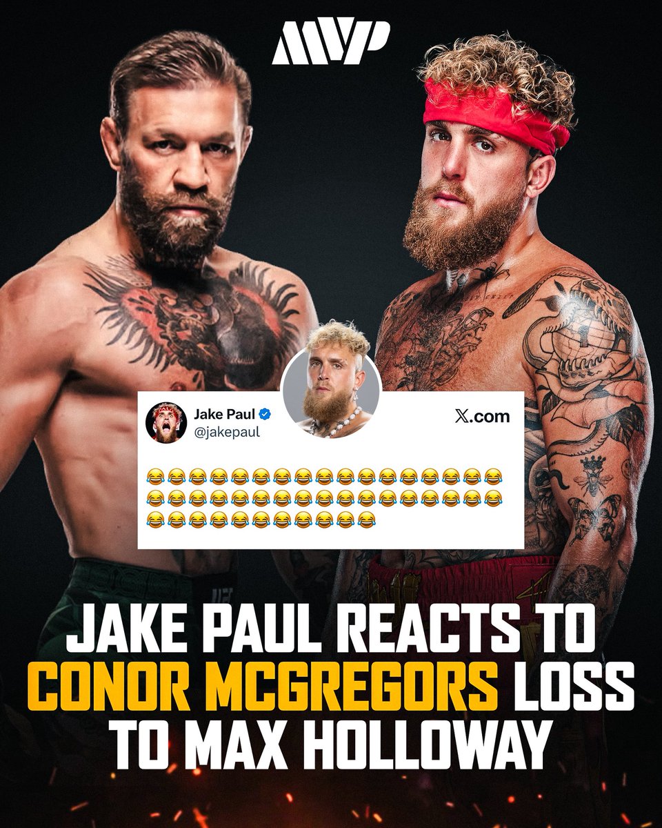 MostVpromotions's tweet photo. Jake Paul reacts to Conor McGregors loss via X 👀

#JakePaul #ConorMcGregor https://t.co/7dUYdRM9uY