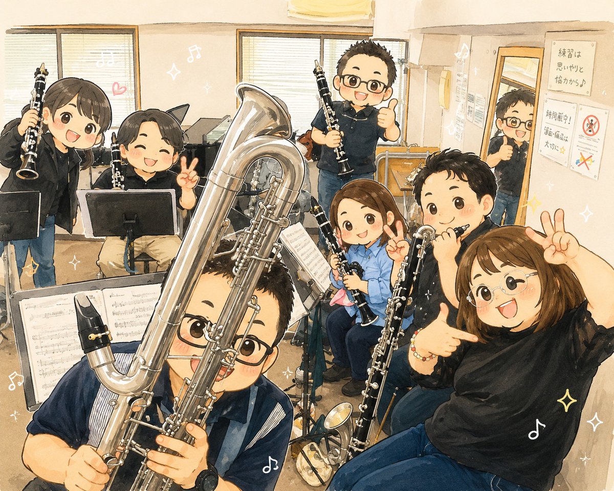 takabada's tweet photo. 日曜日朝活は
クラリネットアンサンブルCOSMO
オクテット練習
べークラ担当でした
オクテットはいいぞ！
@COSMO200204 https://t.co/WbGwG877vH
