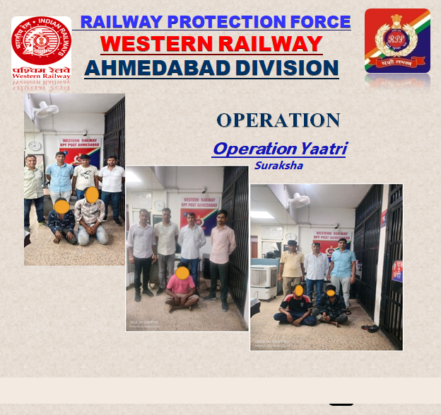 rpfwradi's tweet photo. On 11 July 2026, the vigilant RPF/ADI staff apprehended four suspicious persons at Ahmedabad Rly Stn. During Inquery, they confessed to committing theft of passengers' belongings. The accused were H/O to the GRP for further legal action. @RPF_INDIA @rpfwr1 @WesternRly @drmadiwr https://t.co/6RJpvxVQ8W
