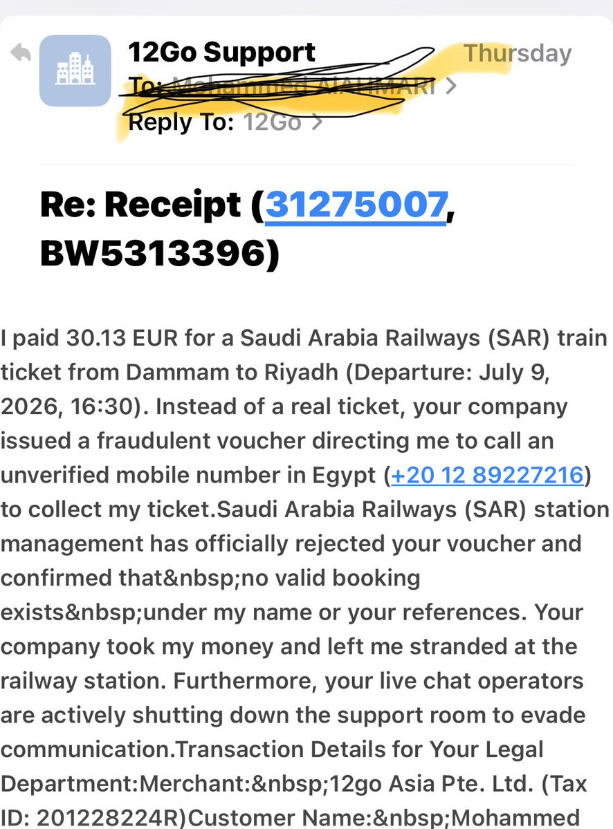 MuhammadIbnAme's tweet photo. @12gocom Fake contact numbers A fake ticket for 30 euros How can we trust larger 💰 https://t.co/FApZtg35fn