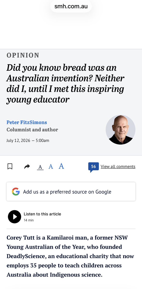 Lisa9Sophia's tweet photo. HISTORY BEING REWRITTEN 

The Pirate is plugging misinformation by dismissing all the truthful eye witness accounts of indigenous Australians recorded by thousands of people, over a hundreds of years 

Here he is pretending they were equivalent to the Aztecs and Egyptians for making fishing baskets - which are apparently comparable to the Chichen Itza and the Pyramids 

Oh and aboriginals invented bread and were environmental crusaders. Completely untrue 

“Fitz: Speaking to your theme, I imagine that most Australians have inherited a false view: that Aboriginal people before colonisation were jumped-up cave people, when in reality they possessed one of the world’s oldest and most sophisticated scientific knowledge systems. Is that a fair way of putting it?

Corey Tutt is the founder of DeadlyScience, which aims to encourage young Indigenous students to pursue careers in science, maths, engineering and technology.

CT: Yes. And I would add that I think the first colonists putting out that false notion was likely by design, right? It’s much easier to be cruel to people when you think they’re less than you.

Fitz: Go on.

CT: If you think that Aboriginal culture is a primitive culture, go to a supermarket, go and find some tea-tree oil. That’s a black fella medicine. They were the first people in the world to invent bread. They built one of the world’s oldest surviving man-made structures, the Brewarrina fish traps. They could tell coming weather patterns by the twinkling of the stars. This country’s First Peoples had this amazing culture, similar to the Aztecs, similar to the Egyptians, similar to the Romans, similar to Europeans. But theirs was knowledge through a different lens with a particular focus on sustaining themselves within their environment.”