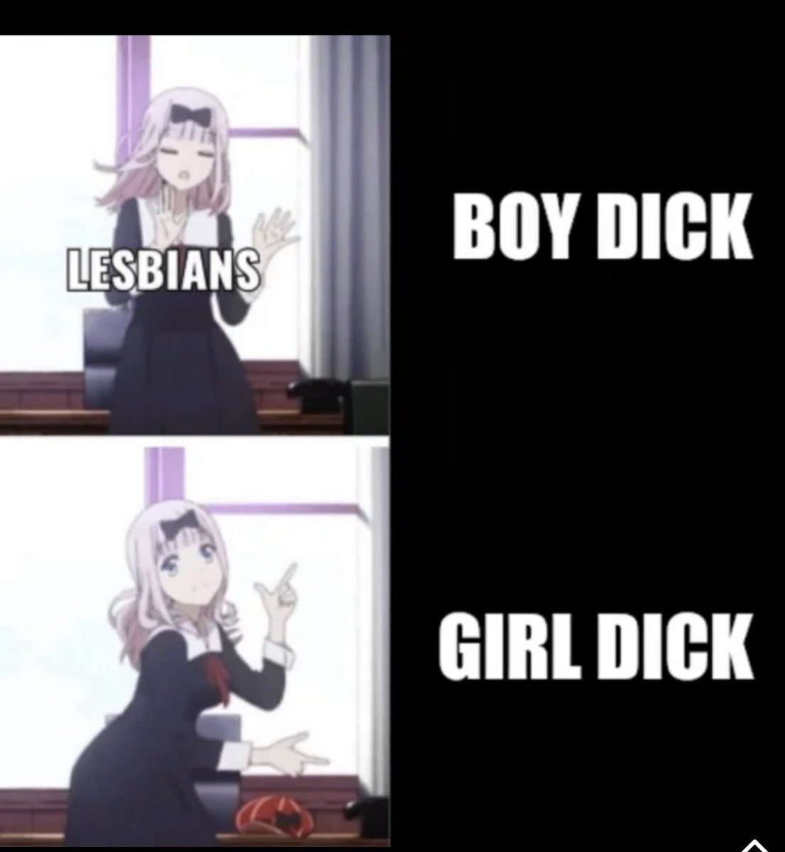raversxfantasy's tweet photo. As a lesbian, no, I don’t want your “girl dick”and ofc it’s anime 😒 https://t.co/FH12sI5HF0