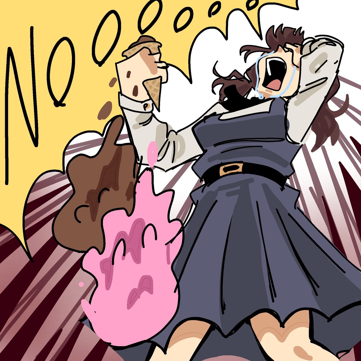 Demonhonho's tweet photo. "Can you draw Asa crying because she dropped her ice cream? Please" 

Here

 https://t.co/eQzbDSItiq https://t.co/oitsAuppPK