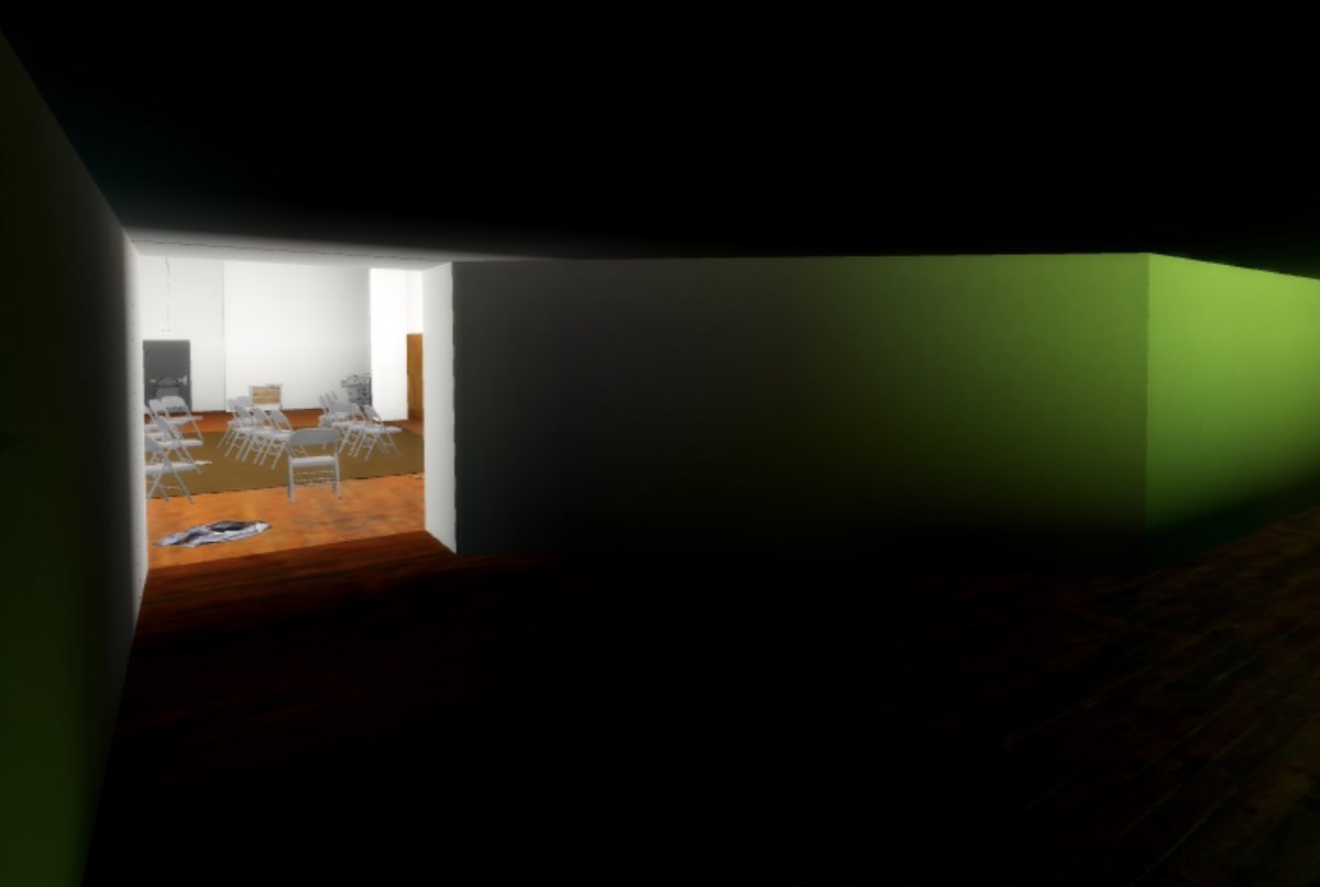 P4R0DYR00MS's tweet photo. @Da_Fun_Gangz [Walking further, the crew would arrive at a doorway which appeared to have wooden floors,multiple chairs, a door and white concrete walls. The sound of music blasting through the room can be heard]
[GO IN?]
[Dont] https://t.co/A79a2GbapJ