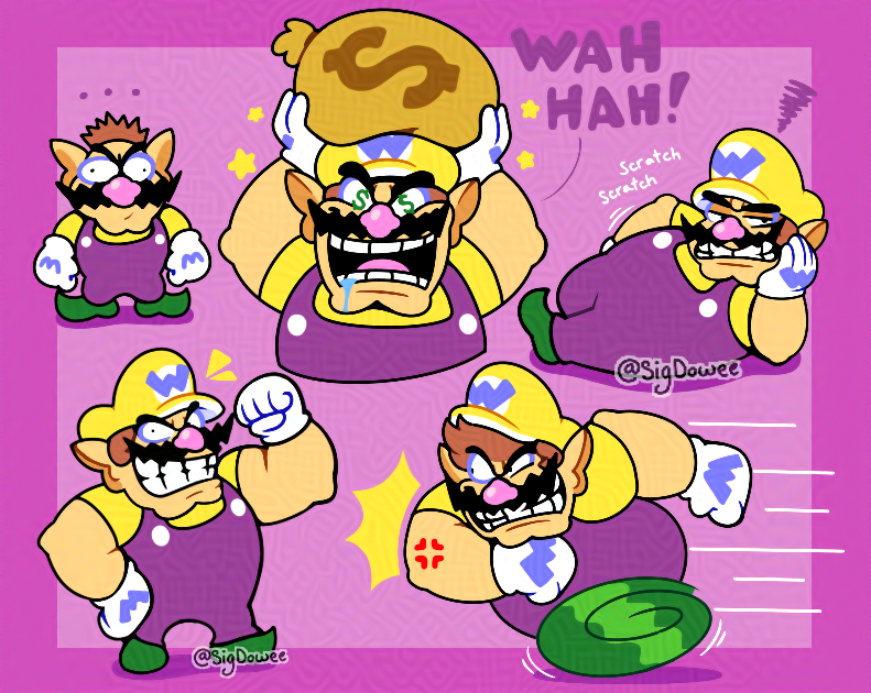 SigDowee's tweet photo. WARIO TIME!!! 💰💥

Doodle page comm for @/MPToadd https://t.co/cqYpI9P8IA