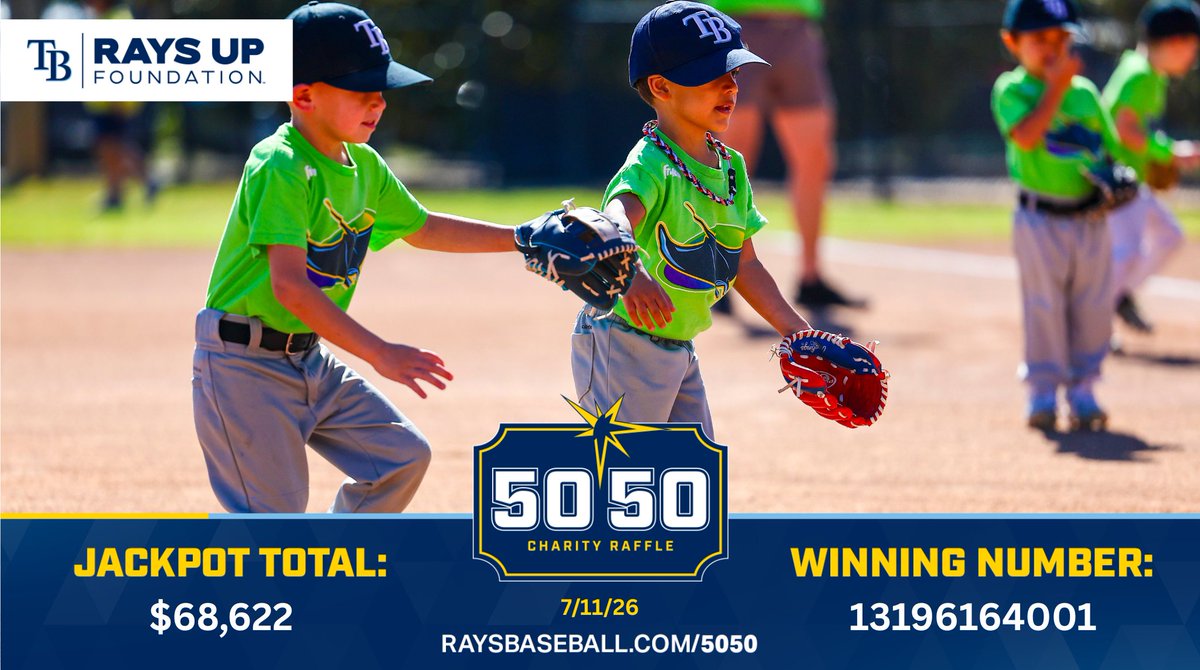 RaysCommunity's tweet photo. Rays win sweetened with a sweet 50/50 Charity Raffle Jackpot! 

#RaysUp | https://t.co/WYSgfwckC0 https://t.co/eTeBhuvdsH