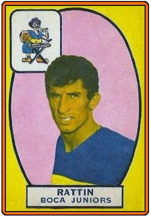 OldSchoolPanini's tweet photo. Antonio RATTÍN, a Boca legend, has passed away. His sending-off against England in 1966 pushed FIFA to invent the yellow and red cards. #RIP 🇦🇷  🔵🟡
#TeamBoca  #England66
#WorldCup66 https://t.co/hethmTUwO6